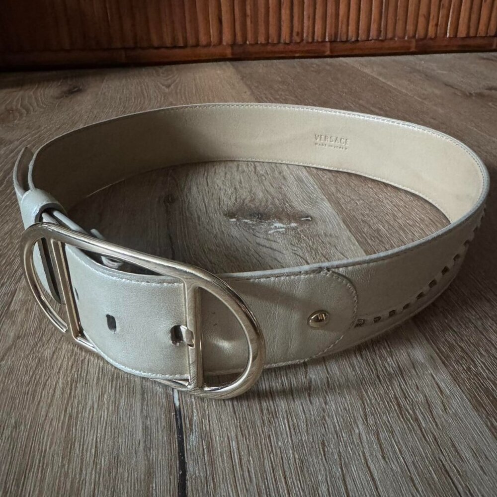 Versace Cream off white big Buckle Belt size 80/32 made in Italy